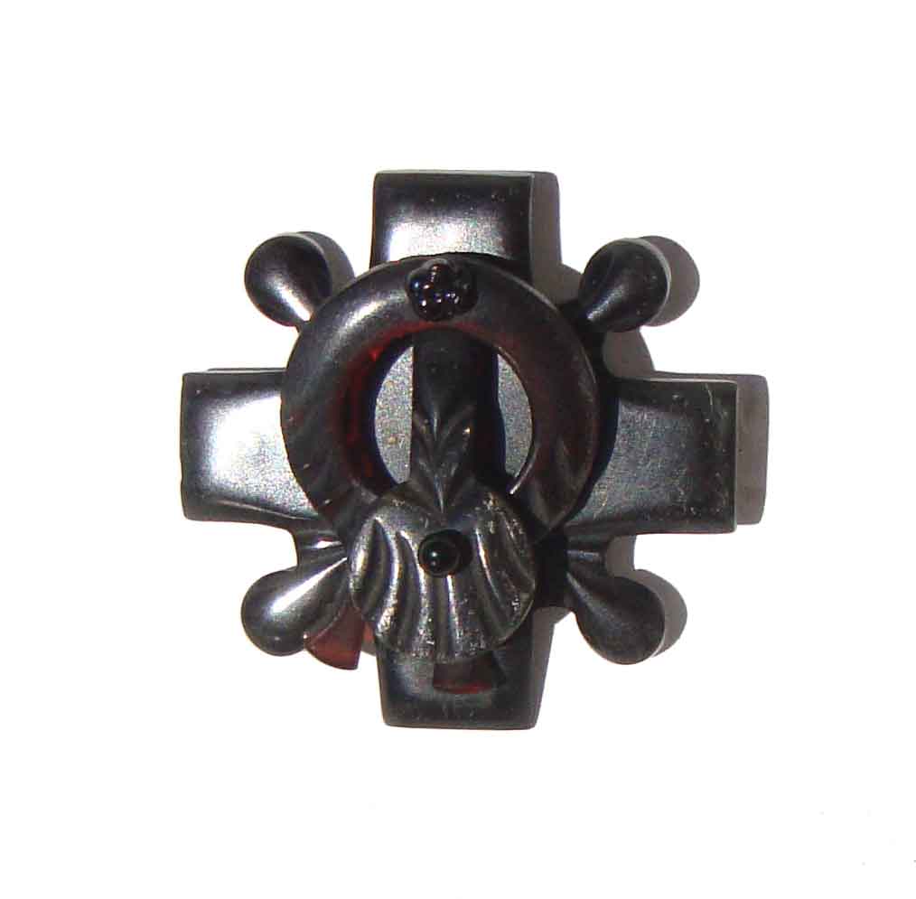 Victorian Pressed Horn Brooch Maltese Cross Antique Mourning Pin