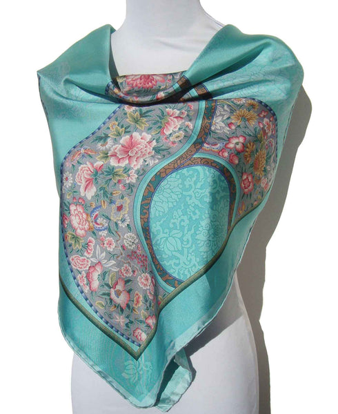 Chinese Turquoise Scarf - Metro Retro Vintage