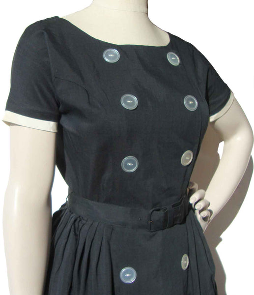 Vintage Double Breasted Cotton Dress