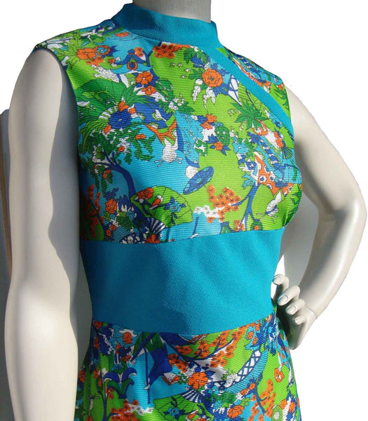 Vintage 1960s Tea Timer Maxi Dress