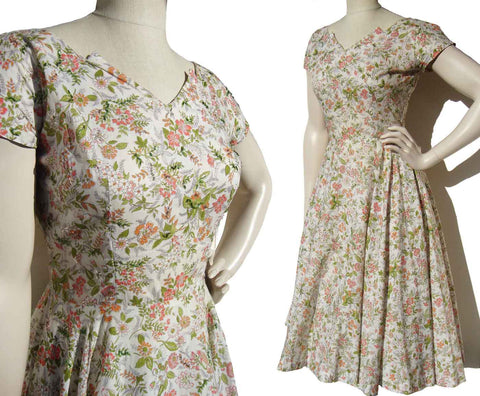 Vintage 50s Dress Cotton Floral Print Circle Skirt S / M – by Razook’s