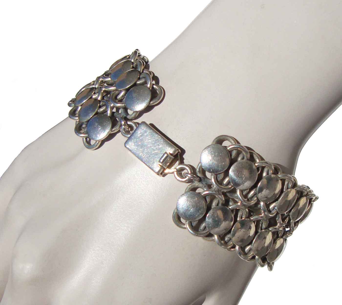 Vintage Mexican Sterling Silver Bracelet Wide Band Chain Links – Metro  Retro Vintage