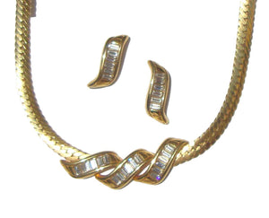 Vintage 80s Swarovski SAL Demi-Parure Crystal Necklace & Earrings Set