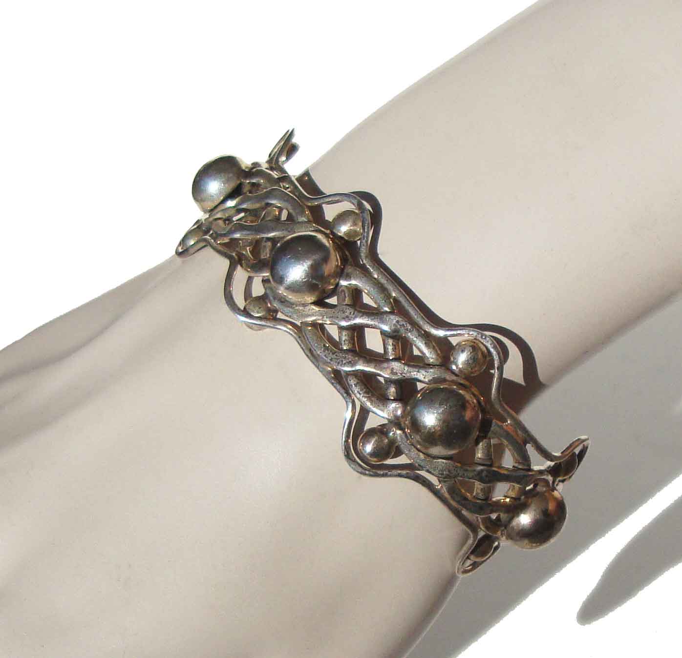 Vintage Mexican Sterling Silver Openwork Cuff Bracelet