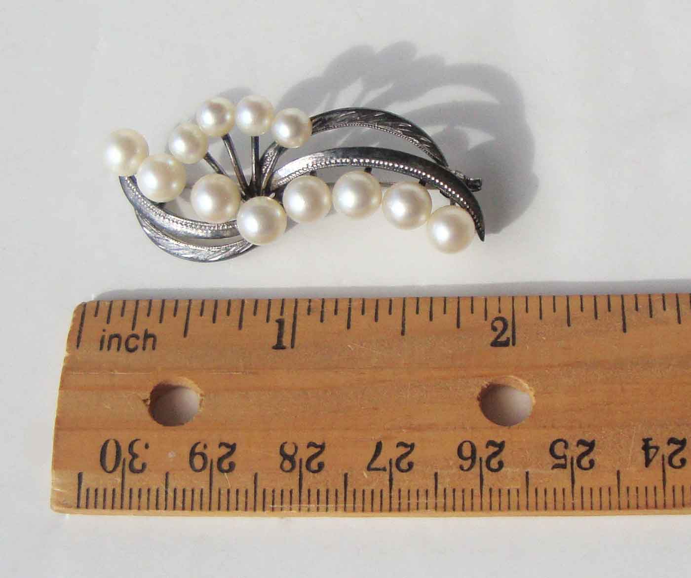 KITAMURA PEARL BROOCH Sterling Silver Akoya Pearls Pin Original Box Rare outlets 1960's Vintage