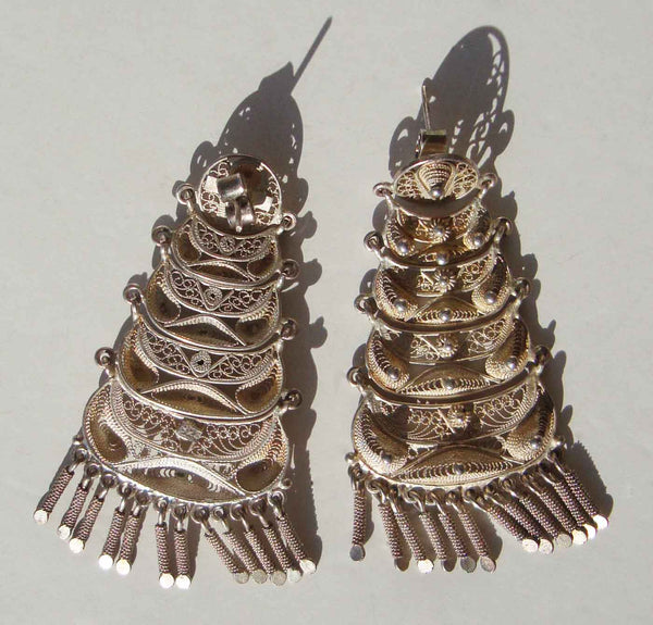 Peruvian Sterling Cannetille Fringe Earrings - Metro Retro Vintage