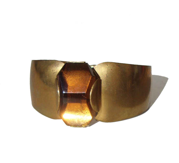 Art Deco Brass Bracelet - Metro Retro Vintage