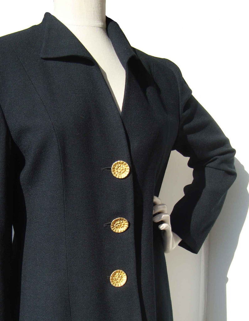 Vintage 80s Dior Blazer Black Wool Crepe Jacket M