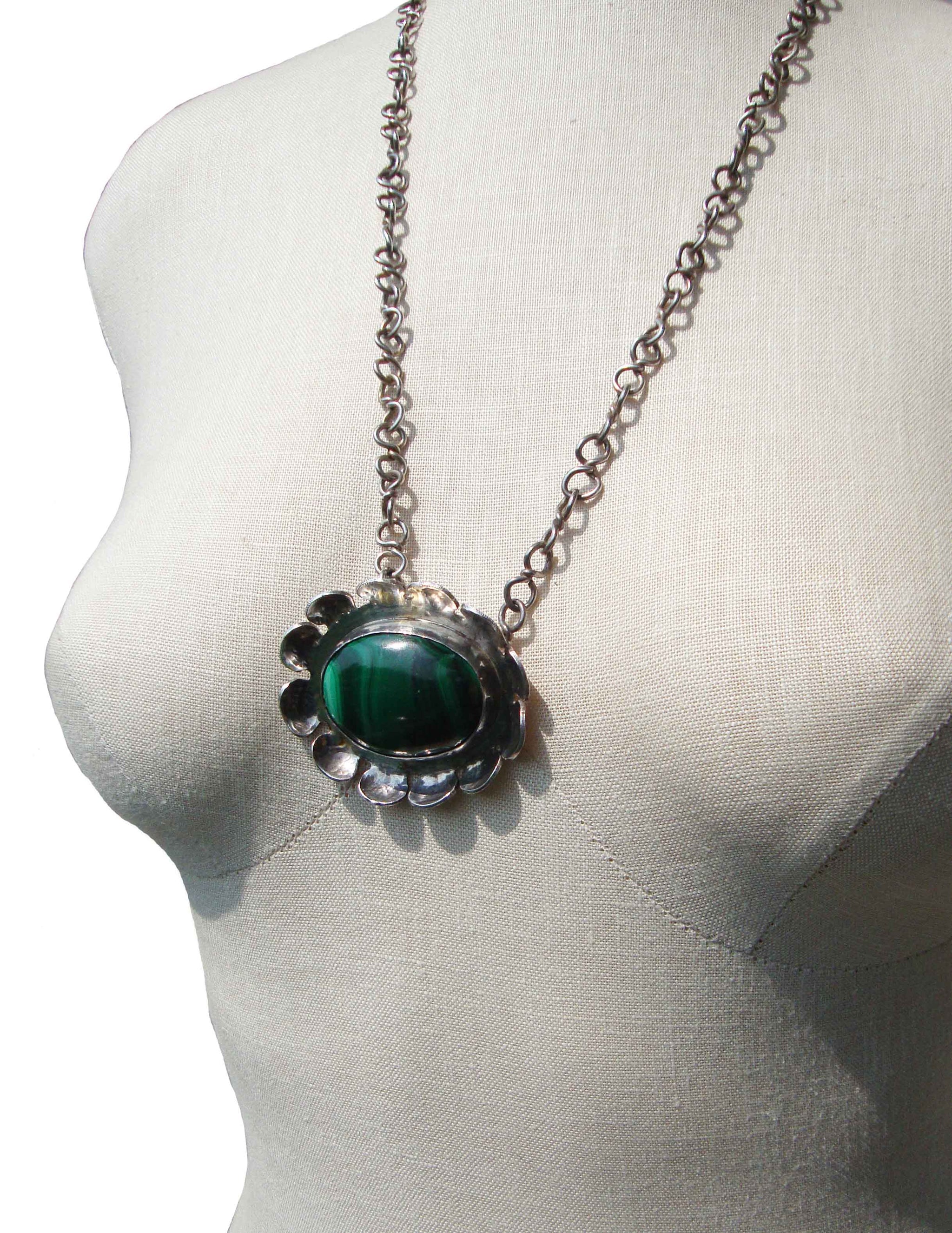 2024 sterling silver vintage ramona loloma malachite drop pendant