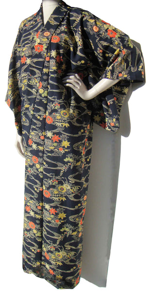 Vintage Silk Kimono Floral Stenciled Novelty Print – Metro Retro Vintage