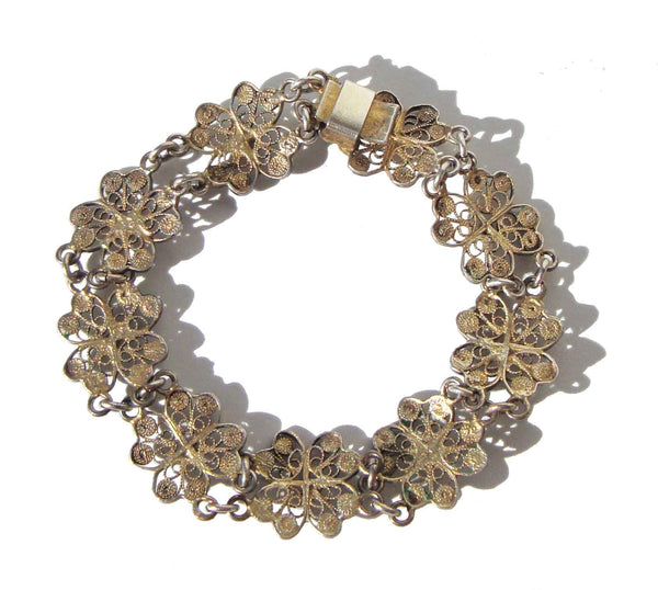 40s Italian Filigree Silver & Gold Vermeil Bracelet